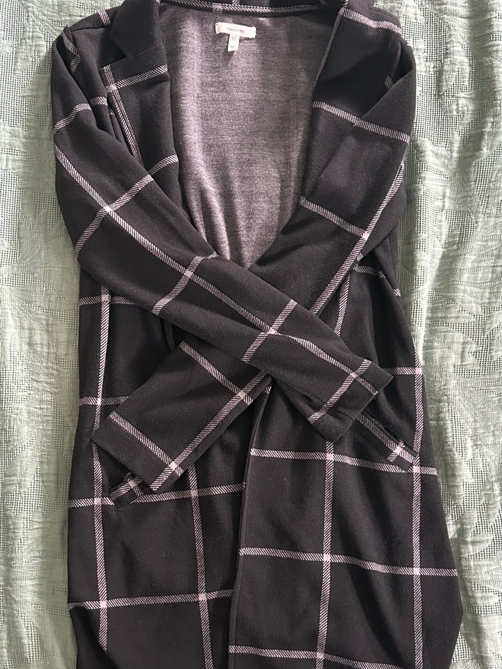 Maurices Black and Light Gray Knit Cardigan